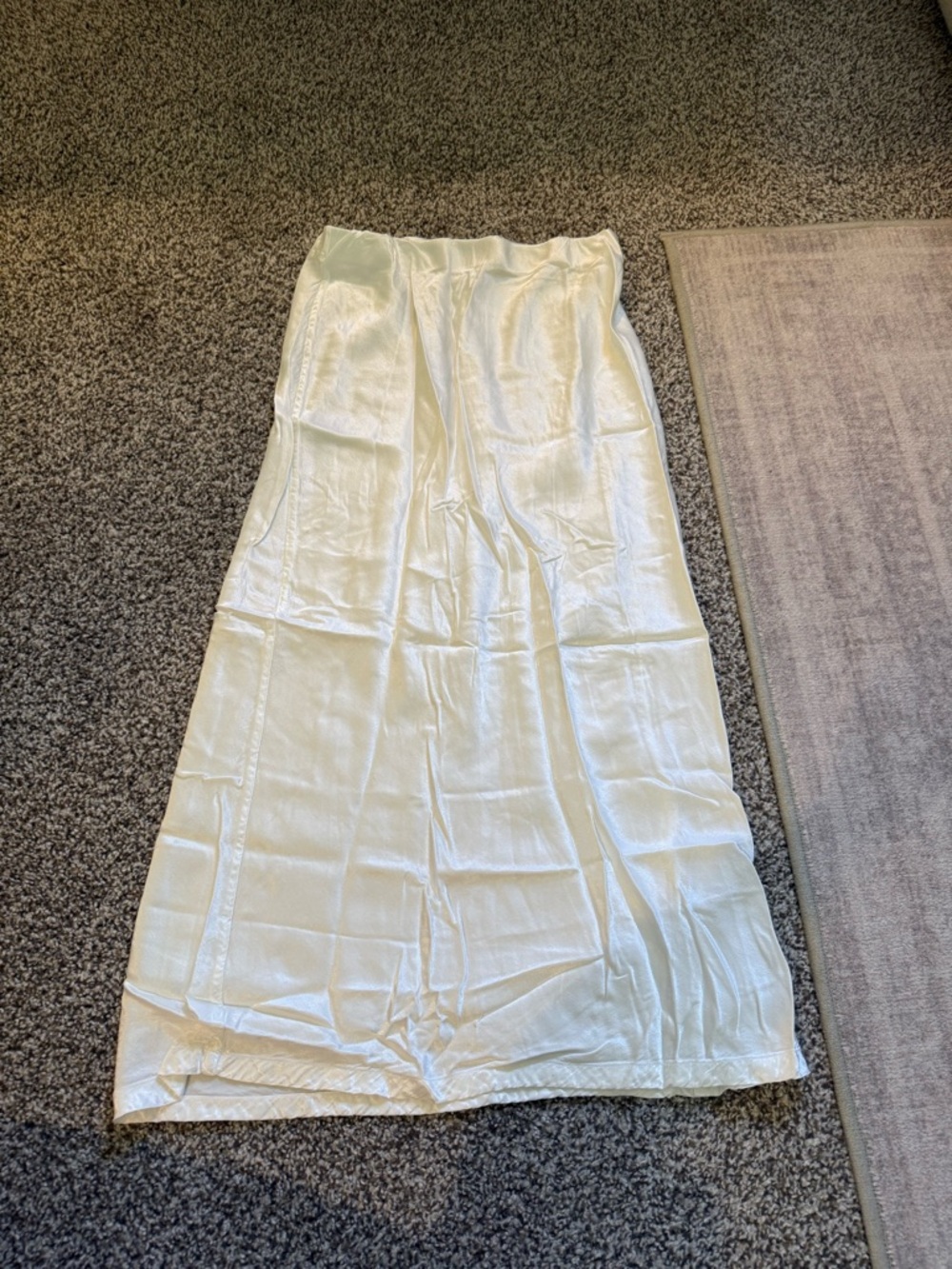 Enza Costa Cream Satin Midi Skirt